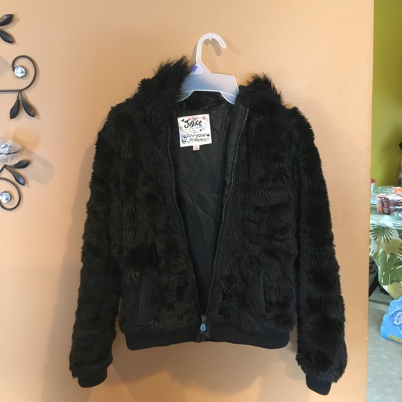 kids black fur jacket